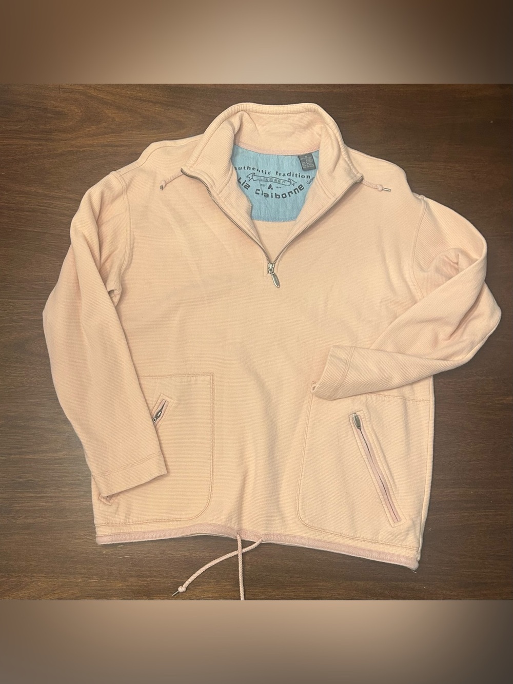Liz Claiborne Light Peach Half-Zip Pullover